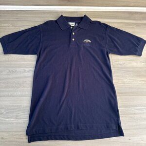 Disney Animal Kingdom Vintage Polo Shirt Mens Size SM Navy Blue‎ Combed Cotton